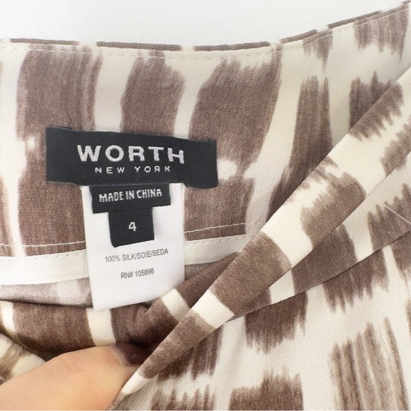 Worth New York Brown Silk Wide Leg Flowy Pants Size 4 - Picture 5 of 5